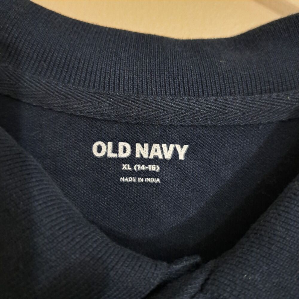Boy Navy Blue Short Sleeve Twill Work Shirt Old Navy Size XL 14-16 - Picture 2 of 4